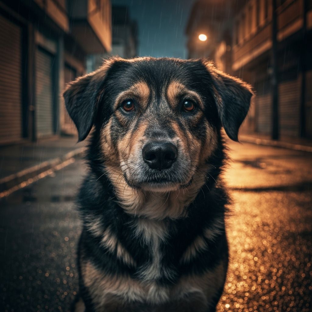 Cão abandonado na rua precisando de ajuda